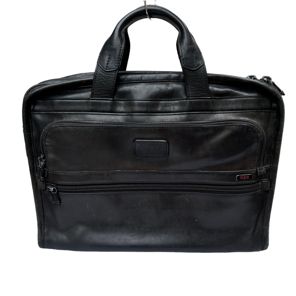 Tumi 96111DH ALPHA Slim Large Screen Black Leather Portfolio Briefcase Laptop​